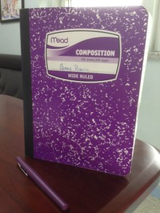 My Writer's Notebook. I need to fancy it up with pictures and ideas for stories!